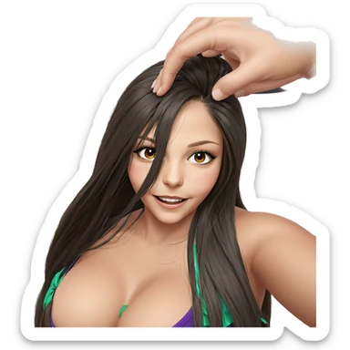 smiling girl with long hair sticker