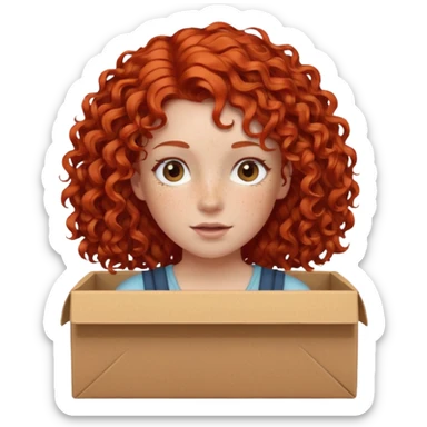box carrier curly red hair girl  sticker