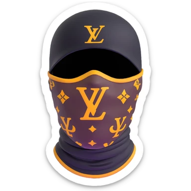 high-end Louis Vuitton ski mask with classic LV monogram print sticker