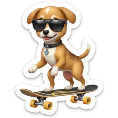 Dog riding skateboard swag sticker