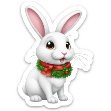 bunny with christmas ha sticker