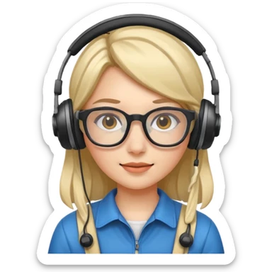 gamer girl with glasses sticker