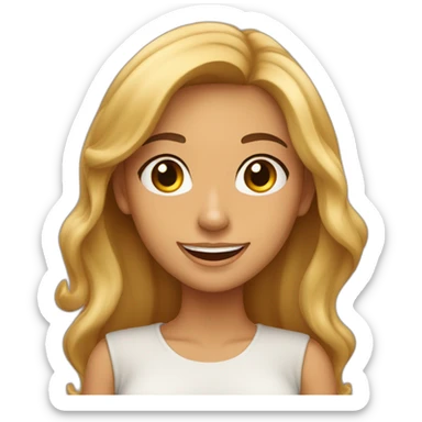 mujer morena sonriendo, cabello largo y liso sticker