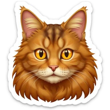 A Maine coon tabby cat emoji with yellow eyes  sticker