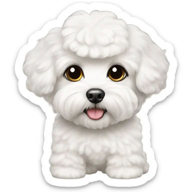 White maltipoo with long ear haircut  sticker