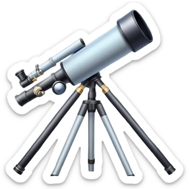 An icon featuring a telescope, stars, and a planet, symbolizing astronomy. The design includes a crescent moon, distant galaxies, and constellations, representing the study of space and celestial bodies. Transparent background highlights the exploration of the universe and cosmic phenomena. sticker