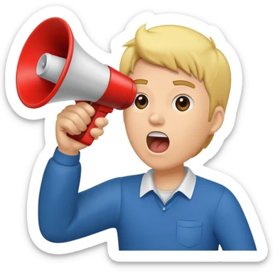  2nd pic yelling into megaphone held in right hand sticker