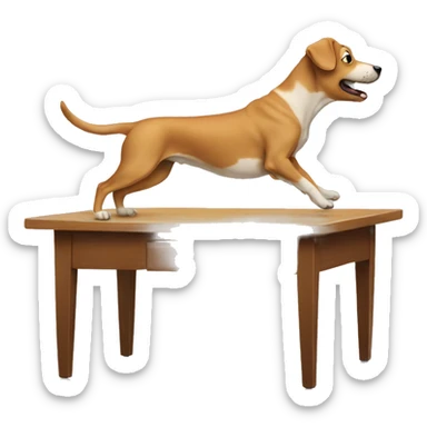 dog dancing on a table sticker
