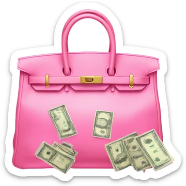 Pink birkin bag full of money sticker