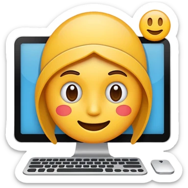 Emoji-style illustration of computer-based planning, flat vector look, bold outlines, minimal details, no background sticker