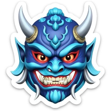 blue samurai oni mask sticker