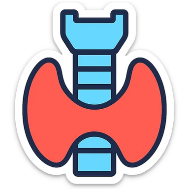 simple, vibrant icon of the human thyroid gland, medical illustration, color outline style sticker