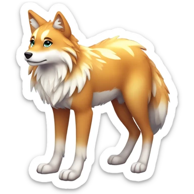 Colorful Shiny Fionbri-Falvie-sparkle-wolf-sona with intricate markings full body sticker