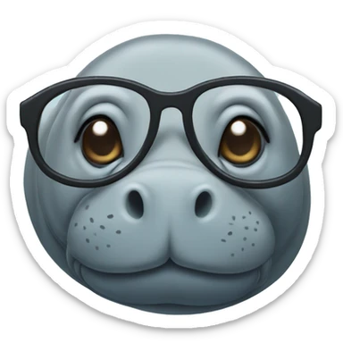 manatee with glasses sticker