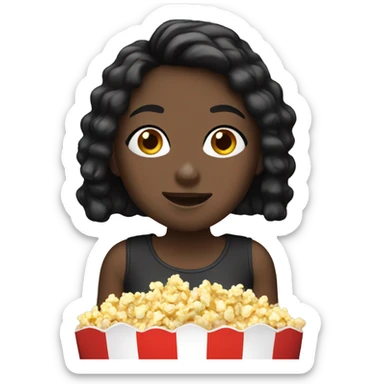 Black haired white girl eating popcorn  sticker