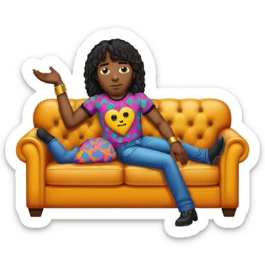 Rick james lying on a dirty couch sticker