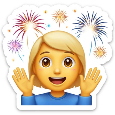 excited classic emoji style face watching fireworks sticker