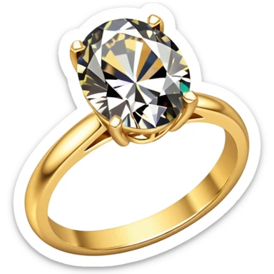 a luxurious gold diamond ring, plain band and large oval diamond stone sticker