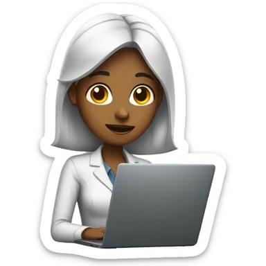 poor office girl with a laptop sticker