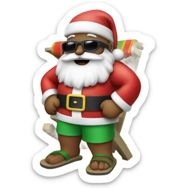santa at the beach sticker
