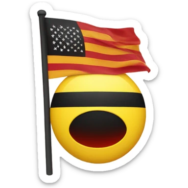 Flag with black on top yellow circle in the middle and red on the bottom  sticker