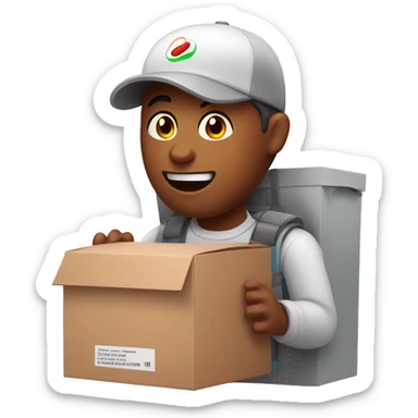 A food delivery man in a food delivery box

 sticker