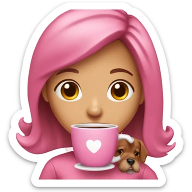 Girl pink coffee and dog  sticker