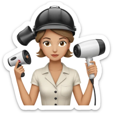 Emoji de mujer con casco secador, pelo recogido, cogiendo revista con las dos manos, estilo vintage chic sticker