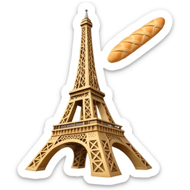 Flying bagette on eifel tower sticker