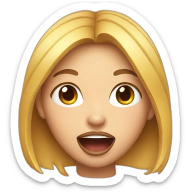 a girl with a wide open mouth sticker