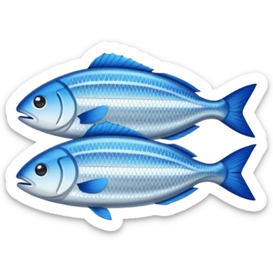Fish dishes avatar in bright emoji-style illustration. Grilled fish, fillets, and seafood, blue and silver tones, simple shapes, flat design, fresh and flavorful. sticker