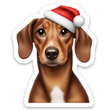 Weiner dog wearing Santa hat  sticker
