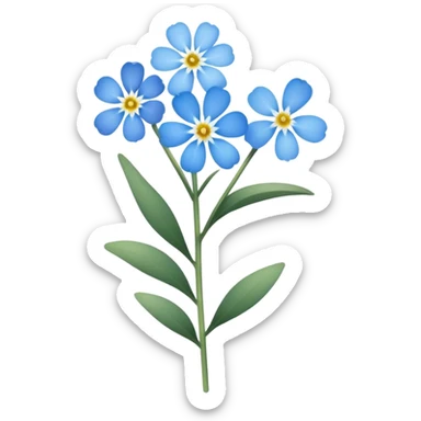 single Myosotis alpestris, straight stem sticker