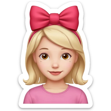 Girl with red bow on her head and pink shirt sticker