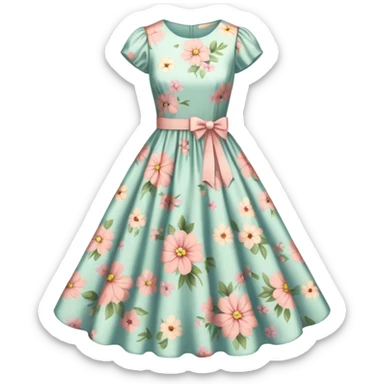 Vintage flowery dress sticker