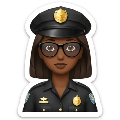 woman police wearing black dress with sun glasses sticker
