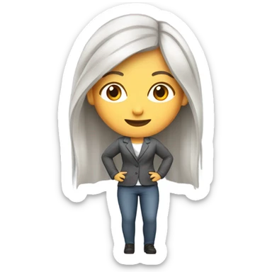 maestra con cabello rubio con café en pants gris  sticker