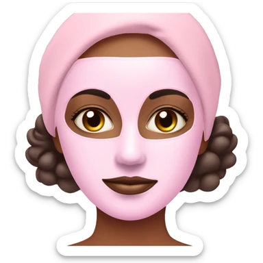 Lady with pastel pink face mask spa beauty full face relaxing sticker