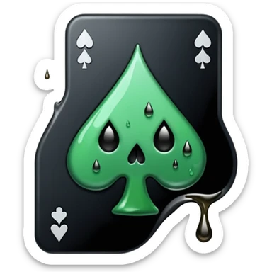 Ace of spades black very  slimey drip effect. White background sticker