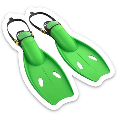 diving fins and snorkel mask, green, simple apple emoji style sticker