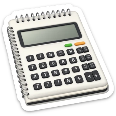 open notebook with numbers and a calculator sticker