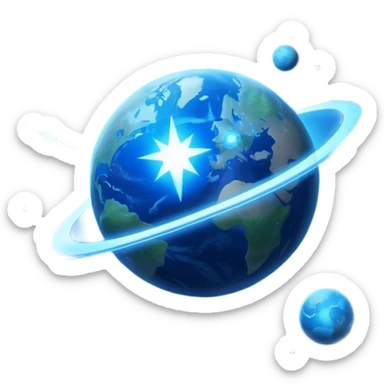 The image is a sci-fi poster with glowing blue text that reads “STAR BLAST.” A bright blue planet or star glows at the bottom, giving the design a futuristic, space-themed look. dont foget the text  sticker