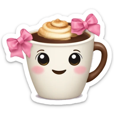cute coffe cup with bows sticker
