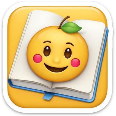 A textbook with the word 'emoji' written on the cover sticker