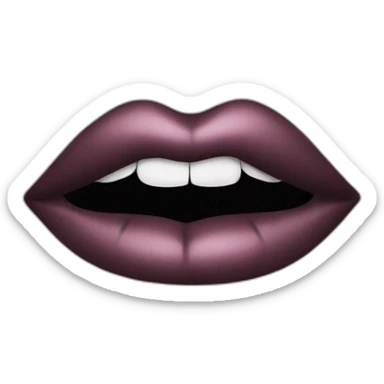 lips with black lipstick bitting un lip sticker