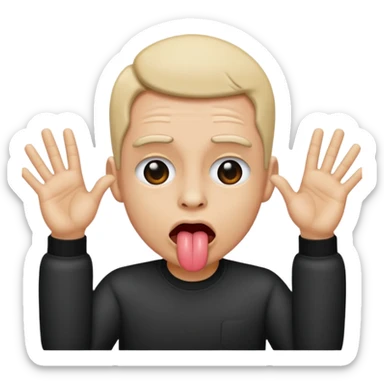 tongue sticking out emoji with rock and roll hands on each side of face sticker