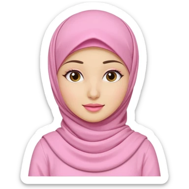 wanita hijab pink baju putih lagi skincare sticker
