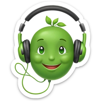 happy green pea with big headphones sticker