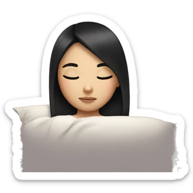 sleeping girl with black straight hair sticker