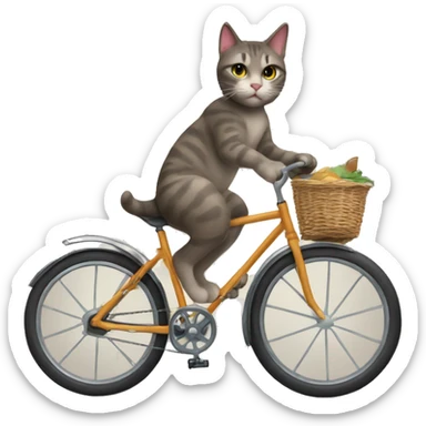 Cat on bycicle sticker